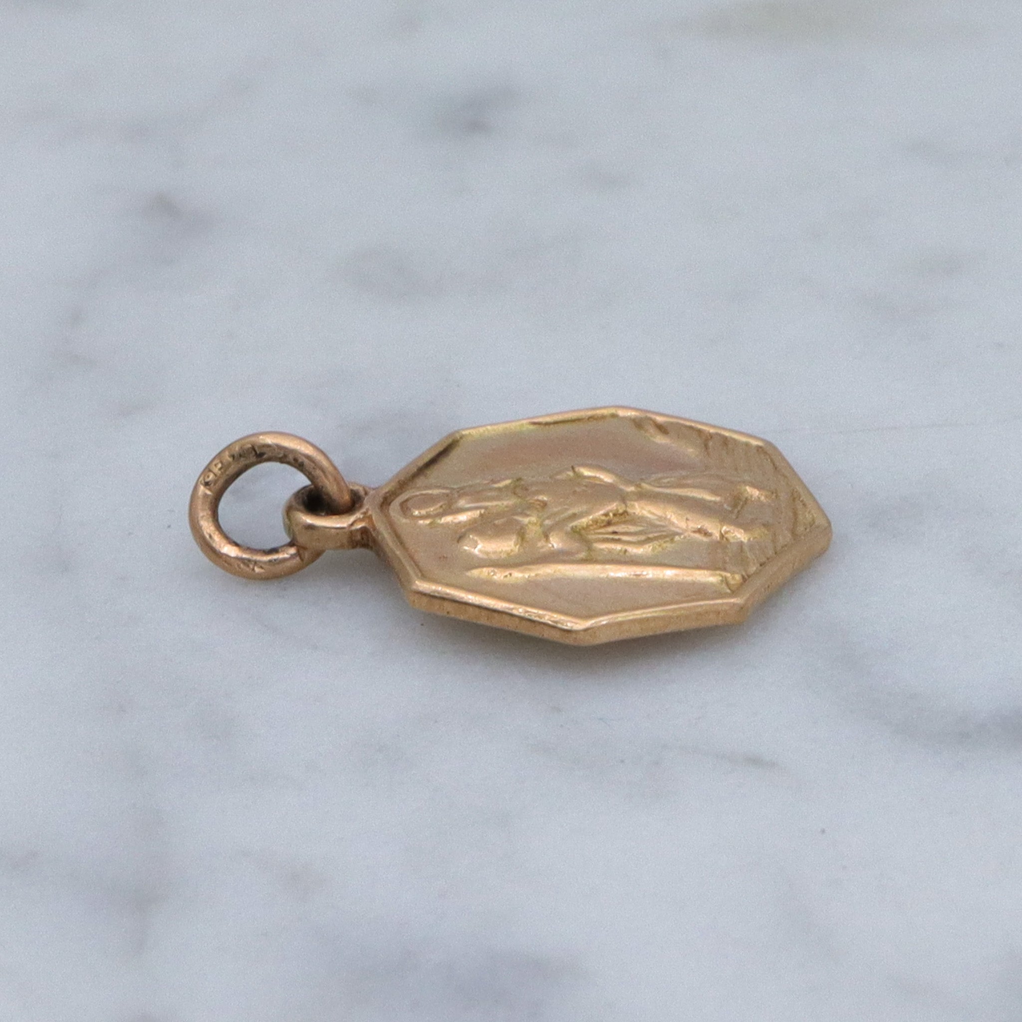 Vintage English 9k Saint Christopher medallion charm pendant